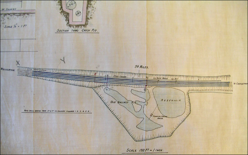 Plan for the troughs reservoir at Castlethorpe water troughs
